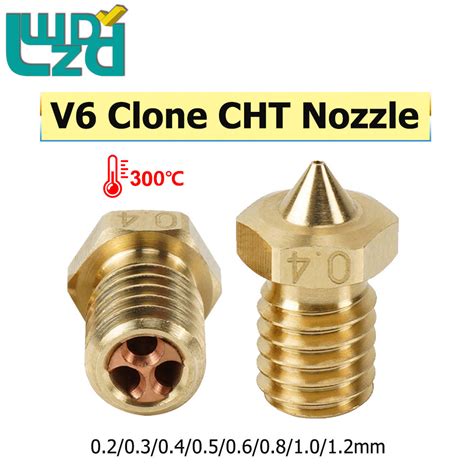 1 2pcs E3d V6 Clone Cht Brass Nozzle 3d Printer Parts High Flow M6 Thread Cloned Cht V6 Brass N