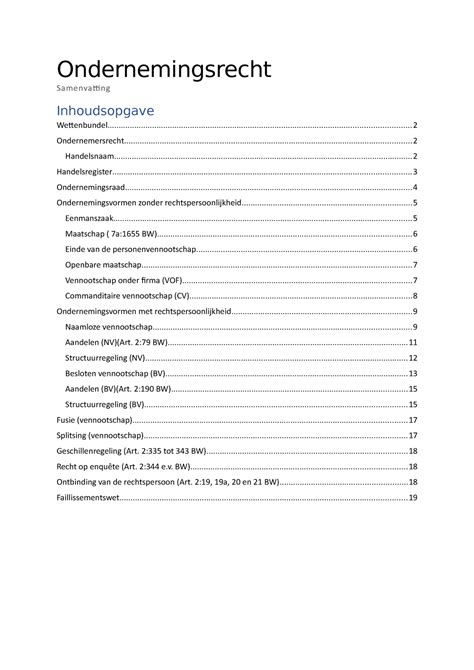 Alles OR College Aantekeningen 1 6 Ondernemingsrecht Samenvatti Ng