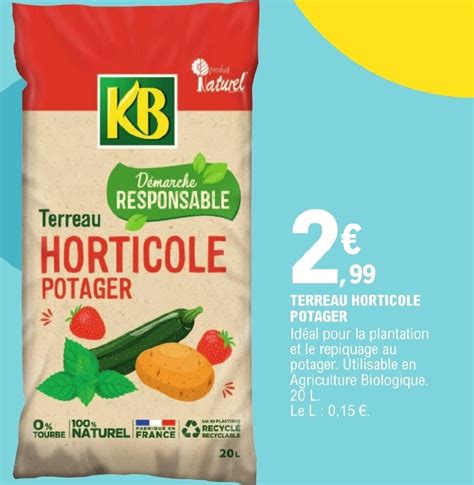 Promo TERREAU HORTICOLE POTAGER Chez E Leclerc