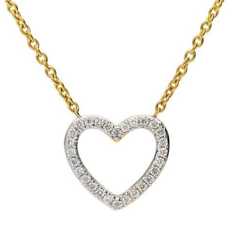 18ct Yellow Gold Diamond Heart Necklace Buy Online Free Insured Uk