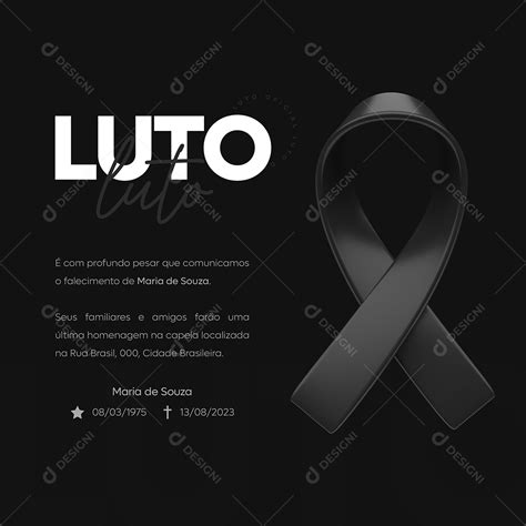 Nota de Falecimento Luto Social Media PSD Editável download Designi