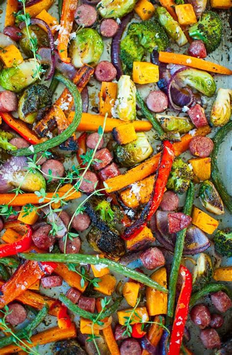 Sheet Pan Roasted Vegetables With Sausage Joe S Healthy Meals