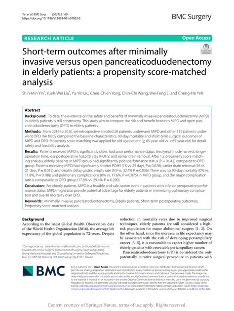 Pdf Short Term Outcomes After Minimally Invasive Versus Open