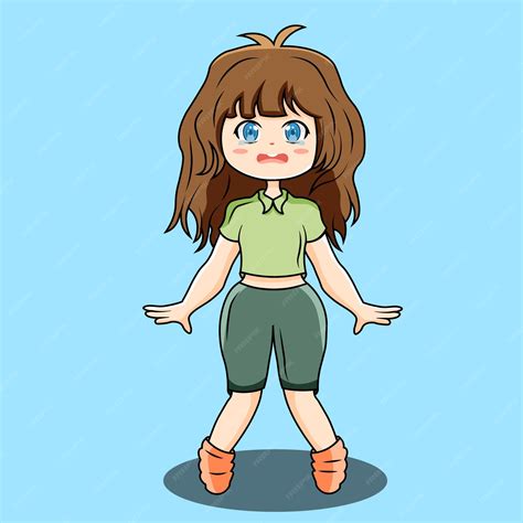 Premium Vector Cute Panic Girl Wearing A Shoes Illustration