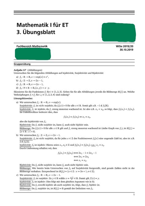 Mathe Lösung 03 Mathematik I für ET 3 Übungsblatt Fachbereich