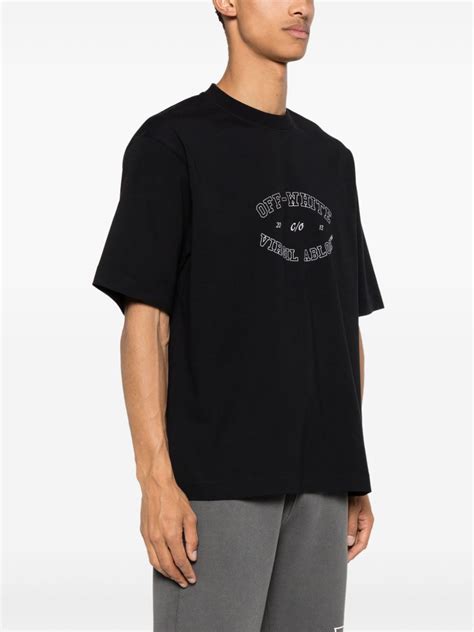 Off White Logo Print Cotton T Shirt Black FARFETCH UK