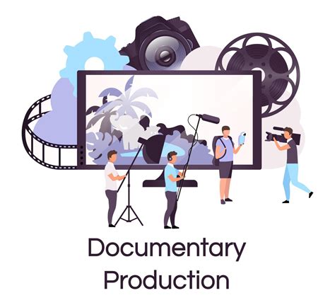 Documentary Production Flat Concept Icon Filmmaking Broadcasting And