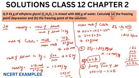 G Of Ethylene Glycol C H O Is Mixed With G Of Water Youtube