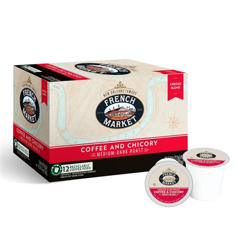 Coffee Chicory Medium Dark Roast Single Serve Coffee K Cup Pods 12