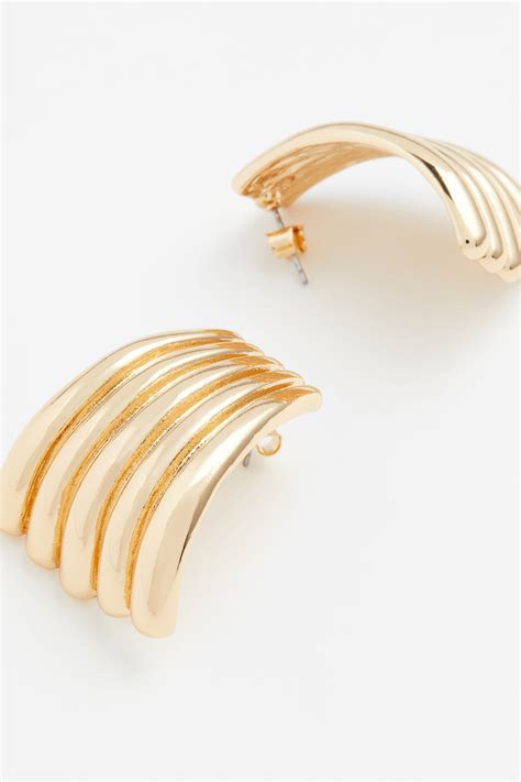 Wide Earrings Gold Colored Ladies Handm Us