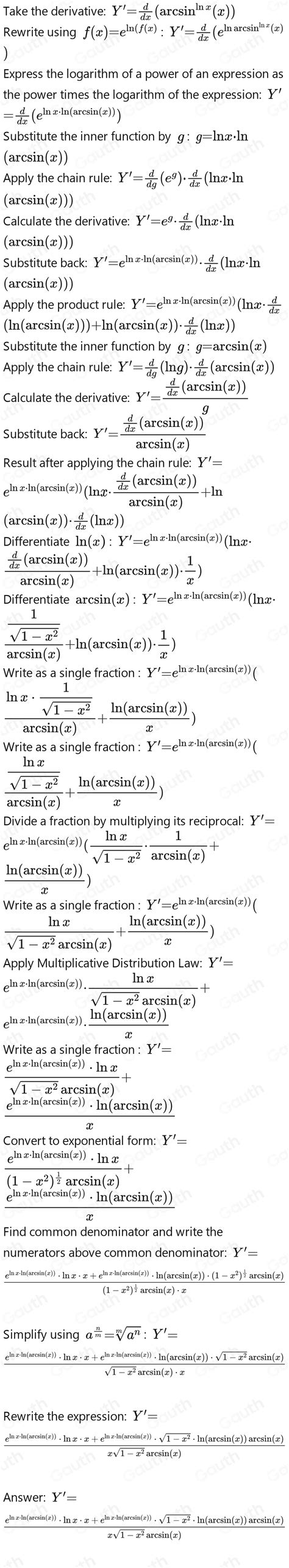 Solved Find Dy Dx When Y Sin 1 X Ln X [algebra]