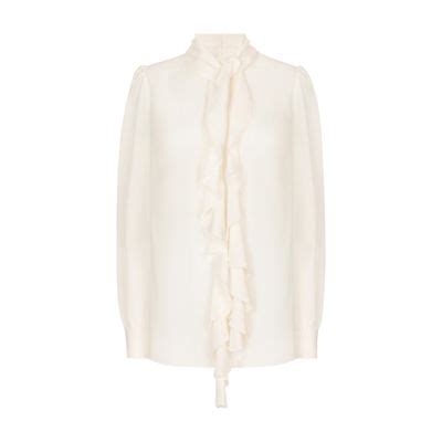 Women s Devoré satin pussy bow shirt with all over DG logo DOLCE GABBANA 24S