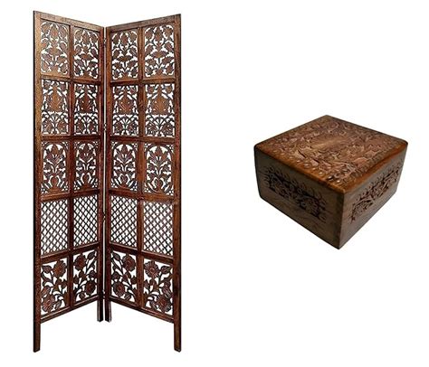 THEHEARTWILL Wooden Partition For Pooja Room Separators For Living