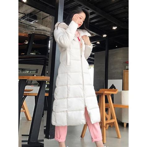 Hiver Femmes Veste X long Parkas À Capuche Coton Rembourré Femme