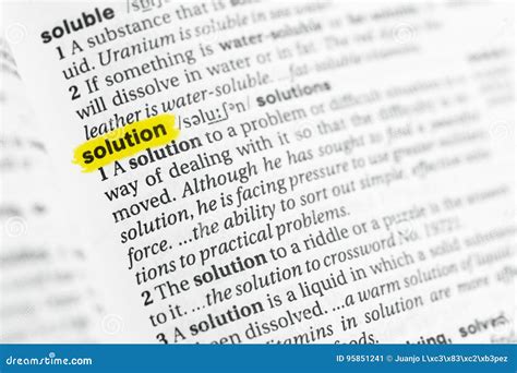 Highlighted English Word & X22;solution& X22; and Its Definition at the ... 