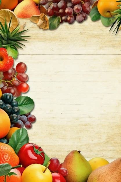 Premium Ai Image Fruit Background With A Frame For Your Text