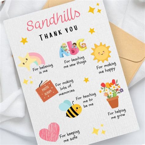 Personalised Thank You Nursery Teacher Card Thank You Teacher Card