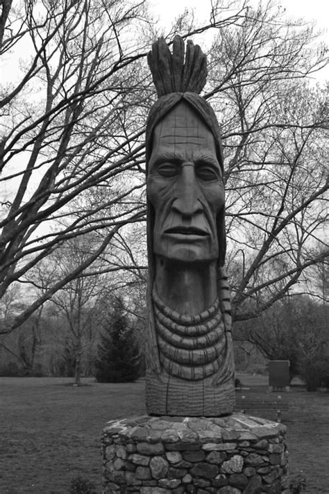 The Narragansett Indian Monument Twenty Three Feet Tall And Carved Out