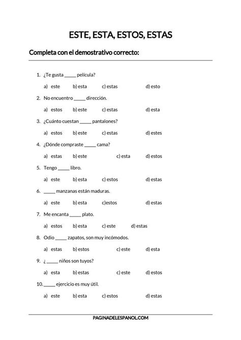 Pin By Bian On Demostrativos Spanish Worksheets Spanish Words For