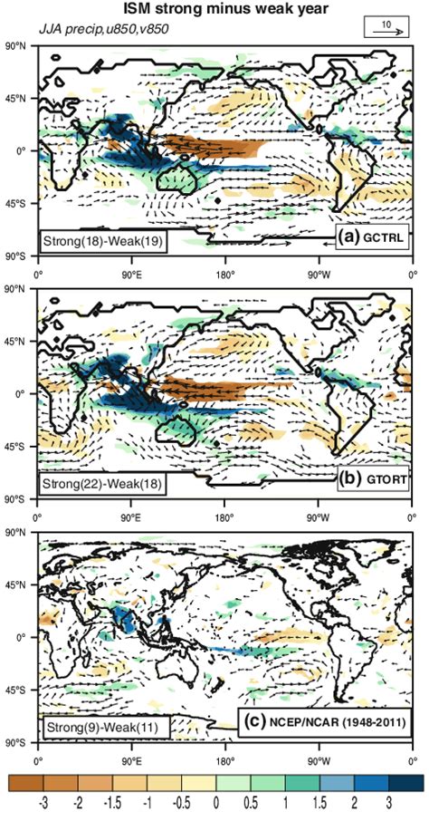 Composite Difference Of Summer Rainfall Mm Day And Hpa Wind M S