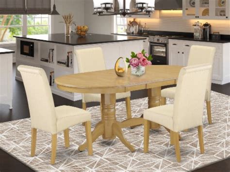 East West Furniture Vancouver 5 Piece Wood Dining Set In Oak Beige 1 QFC