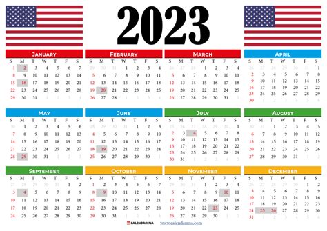 USA 2023 Calendar With Holidays Printable