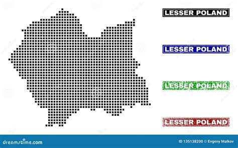 Lesser Poland Voivodeship Map in Dot Style with Grunge Title Stamps ...