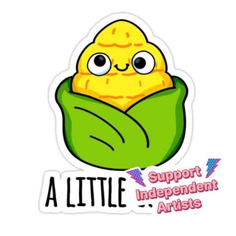 A Little Corny Funny Baby Corn Puns Sticker For Sale By Punnybone