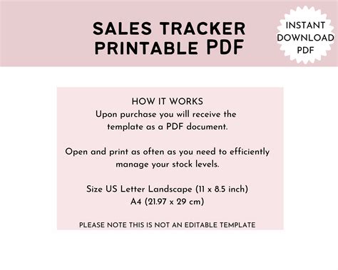 Sales Tracker Printable Template, Sales Log, Sale Profits Tracker, PDF ...