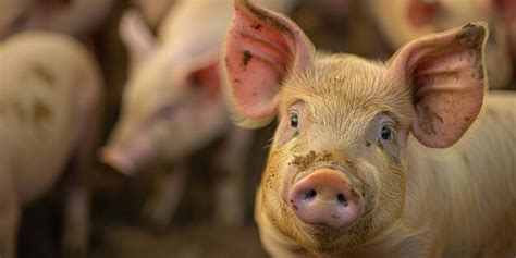 Cerdos y lechones ecológicos en la granja doméstica IA generativa