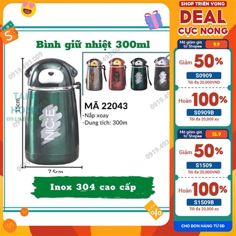 Bình giữ nhiệt cho bé giữ nhiệt nóng lạnh 300ml Inox cao cấp 304 hình dễ thương HOT LỖI 1 ĐỔI 1