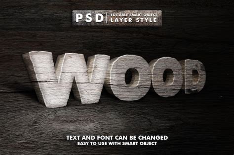 Effet De Texte R Aliste En Bois D Psd Premium Avec Objet Intelligent