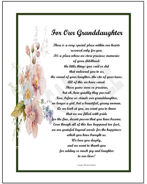 Our Granddaughter Poem Digital Download Granddaughter Verse Saying