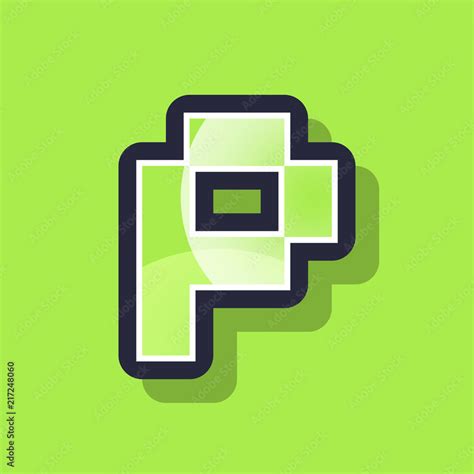 Letter P Colorful Pixel Art Alphabet Typeface With Shadow Vector