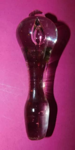 ANCIEN GRAND BOUCHON DE CARAFE EN VERRE AMBRÉ Hauteur 100mm POIDS 78gr