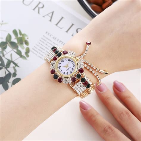 Frauen Uhren Luxus Strass Schmuck Armbinde Uhr Gol Grandado