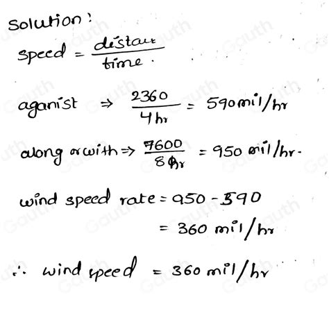 Solved Flying Against The Wind A Jet Travels 2360 Miles In 4 Hours