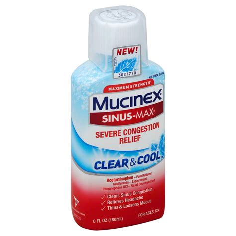 Mucinex Sinus-Max Clear & Cool Cold Severe Congestion Relief - Shop ...