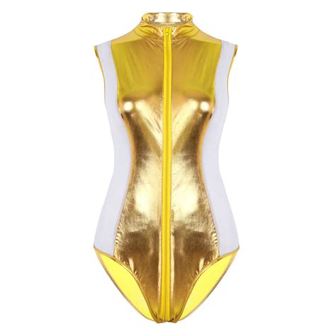 Women Shiny Metallic Bodysuit Patent Leather Lingerie Leotard Bikini Monokini EBay