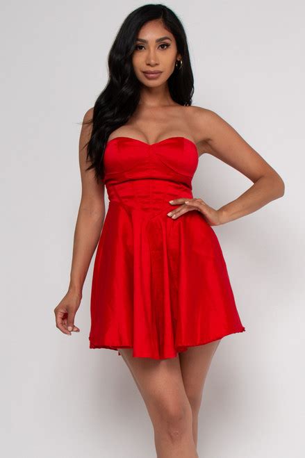 Wholesale Red Strapless Sweetheart Mini Dress With Lining Fs22e109