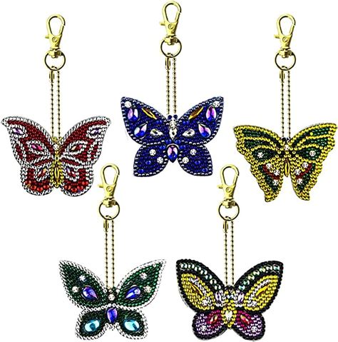 Pcs Butterfly D Diy Diamond Painting Keychains Diamond Crystal