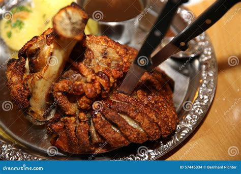 Roasted Schweinshaxe German Pork Leg Pork Knuckle Stock Image 135818815