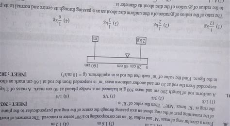 A Uniform Rod Of Length 200 Cm And Mass 500 G Is Balanced On A Wedge Plac