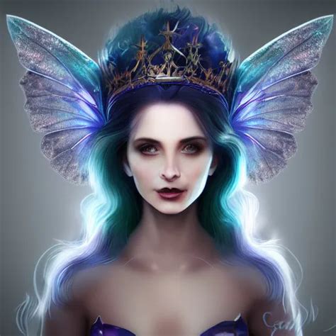 Detailed Portrait Of A Dark Fairy Queen Crown Wings Stable