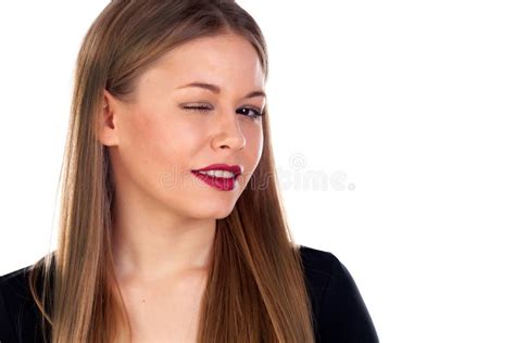 Fille Assez Blonde Clignant De L Oeil Un Oeil Photo Stock Image Du Visage Motion