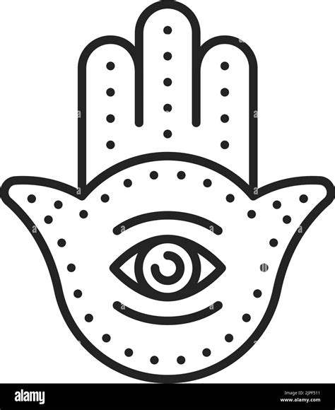 Hamsa Hand Isolated Symbol Vector Line Art Jewish Religion Hand Of