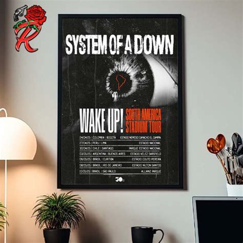 System Of A Down Wake Up South America Stadium Tour 2025 Tour Dates List Home Decor Poster