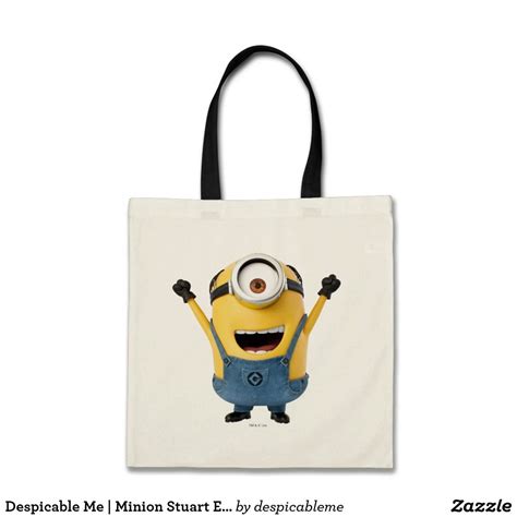 Despicable Me Minion Stuart Excited Tote Bag Funny And Cute