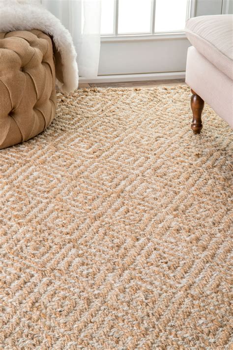 Kiwa Handwoven Jute Birdseye Diamond Natural Rug Natural Area Rugs