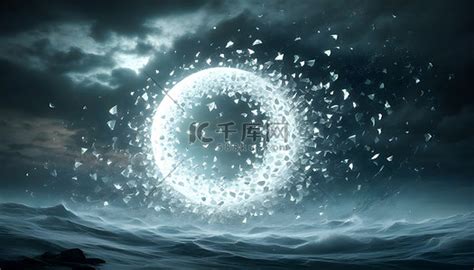 破碎的月光穿透汹涌的天空高清摄影大图 千库网
